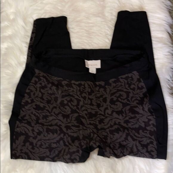 Chico's Heavy Black & Gray Patterned Leggings Size Large 12 - Picture 7 of 16